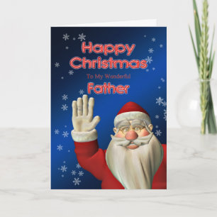 For father, a Santa waving Christmas card