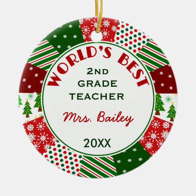 For Favourite Teacher Christmas gift Ceramic Ornament (Front)