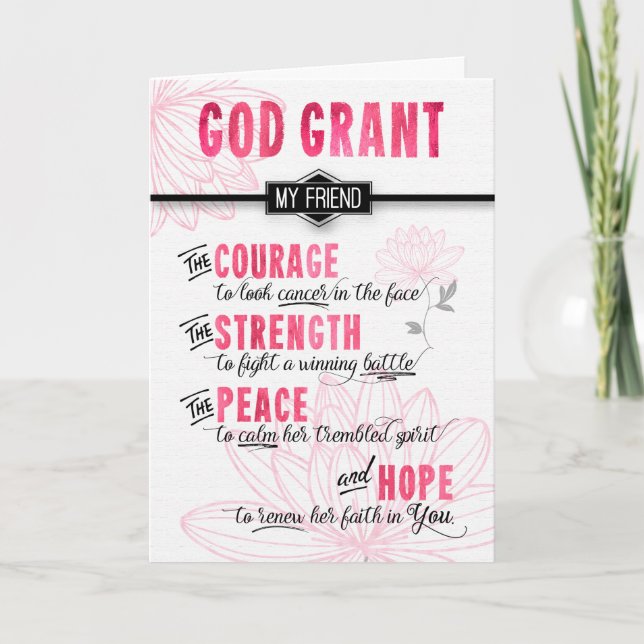 for Female Friend Fighting Cancer Pink Prayer Card (Front)