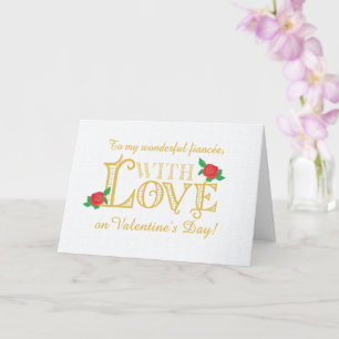For Fiancee Valentines Day with Red Roses Card