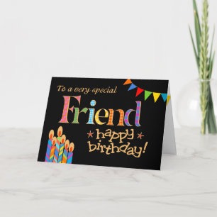 For Friend Chic Candles, Bunting Birthday Card