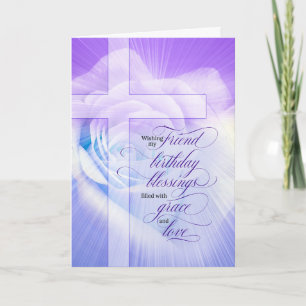 for Friend Christian Birthday Purple Rose Card