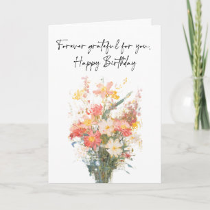 For Friend, Happy Birthday Flowers Folded Card