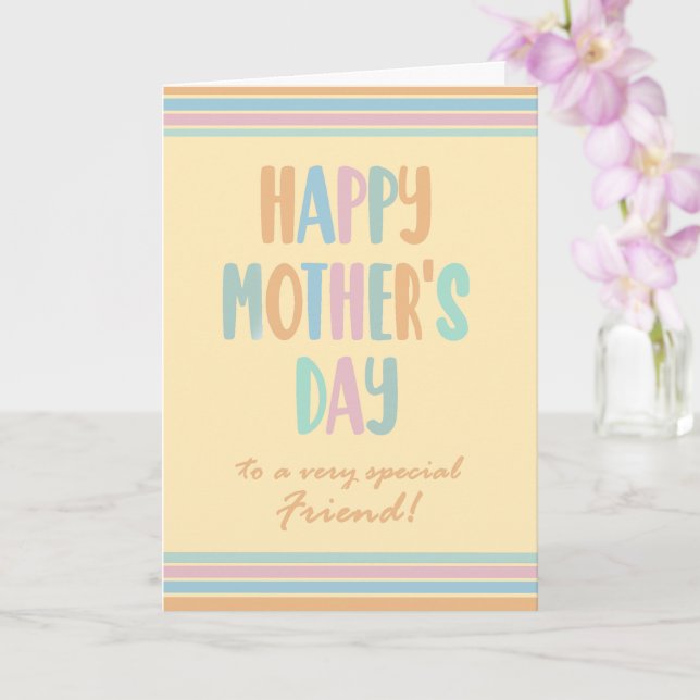 For Friend Mothers Day Stripes and Typography Card (Orchid)