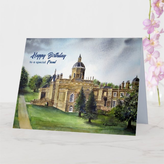 For Friend on Birthday Castle Howard York Painting Card (Orchid)