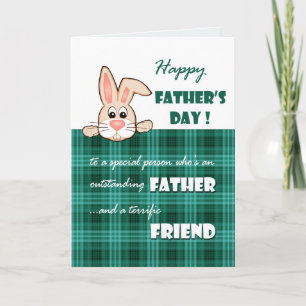 For Friend on Father's Day. Cute Bunny Card