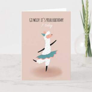 For Girl Cute Dancing Llama 7th Birthday Card