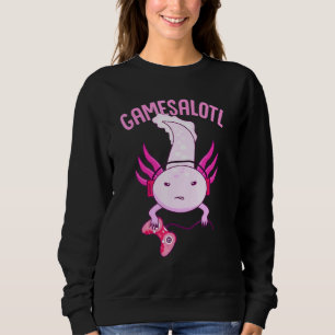 For Girls Who Loves Axolotl Design Gamesalotl Sweatshirt