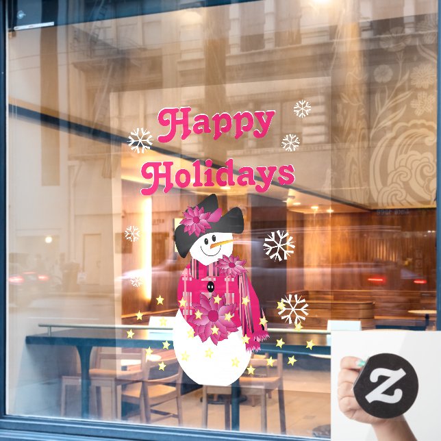 For Glass Large Christmas Snowman Themed (Cafe Window)