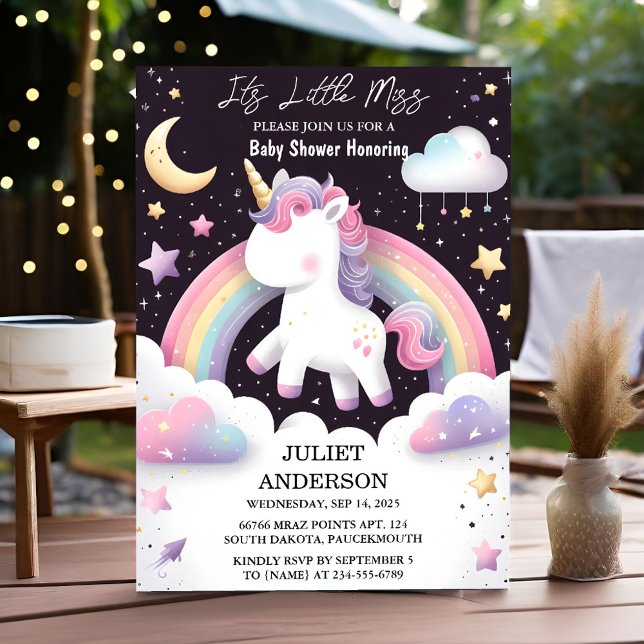 For Glow Space Royal Pony Unicorn Baby Girl Shower Invitation (Creator Uploaded)