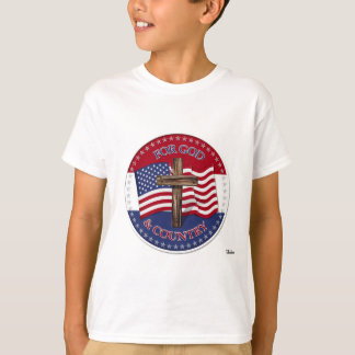 For God And Country - Cross with 50 stars US Flag T-Shirt