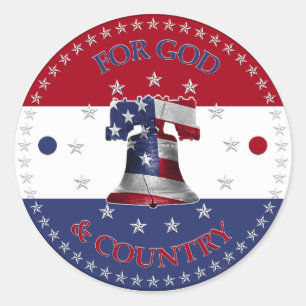 For God and Country Liberty Bell Classic Round Sticker