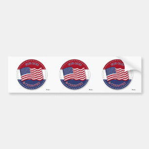 For God And Country - round with 50 stars US Flag Bumper Sticker