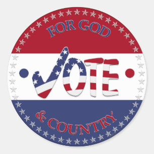 For God and Country USA Check Mark VOTE! Classic Round Sticker