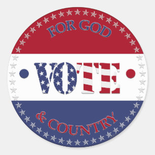 For God and Country USA Flag VOTE Classic Round Sticker