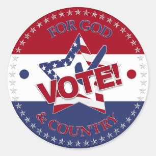 For God and Country VOTE! Star Check Mark Classic Round Sticker