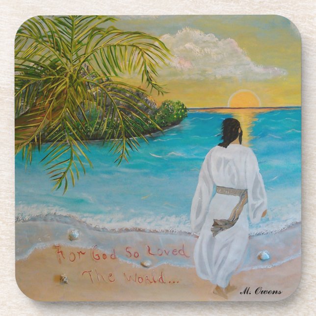 "For God So Loved The World" Drink Coasters (Front)