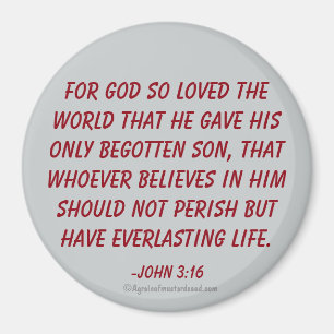 For God so loved the world John 3:16 Magnet