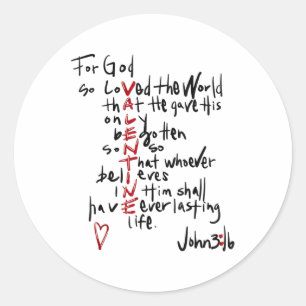 For God So Loved The World Valentine Christian Rel Classic Round Sticker