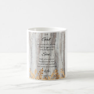 For God Wood Flower Gold Bible Verse Coffee Mug