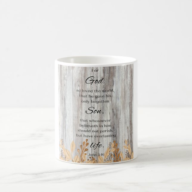 For God Wood Flower Gold Bible Verse Coffee Mug (Center)