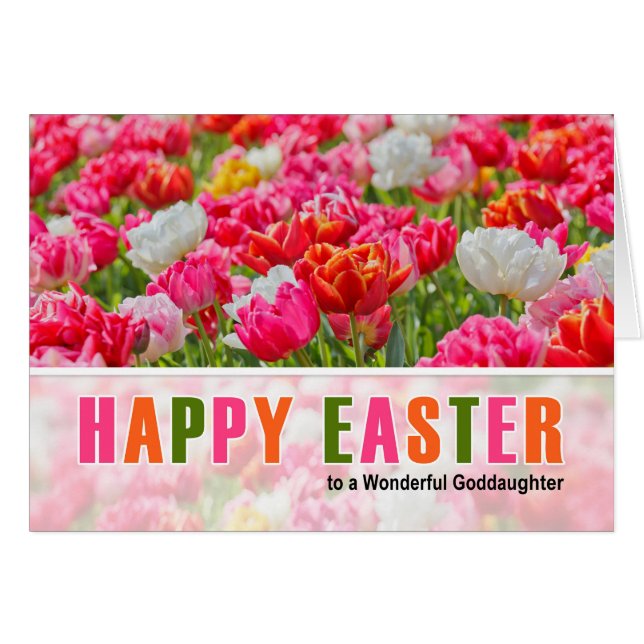 for Goddaughter on Easter Pink Tulip Garden (Front Horizontal)