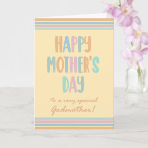 For Godmother Mothers Day Stripes and Typography Card