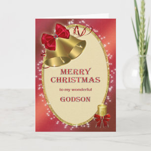For godson, traditional Christmas card