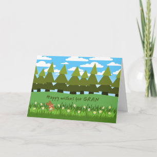 For Gran Birthday Cute Bunny with Daisy Card