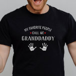 For GrandDad with 2 Grandkids Names Personalised T-Shirt<br><div class="desc">Show your love for your favourite people/grandkids with this one-of-a-kind tshirt! Change the name from granddad to Poppa, Gramps, Pops or whatever your grandkids call you - then add their names to the handprints below. This version has 2 handprints and names - see collection below for designs with more kids'...</div>