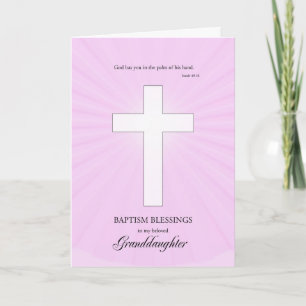 For Granddaughter Baptism, Glowing Cross Card