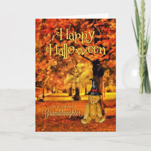 for Granddaughter on Halloween Teddy Bear Witch Card