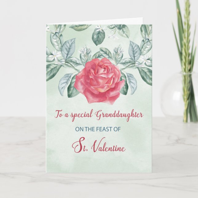 For Granddaughter Rose Religious Feast Card (Front)