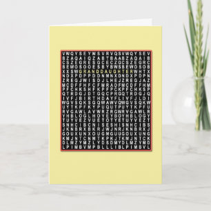 For  granddaughter, Wordsearch birthday card