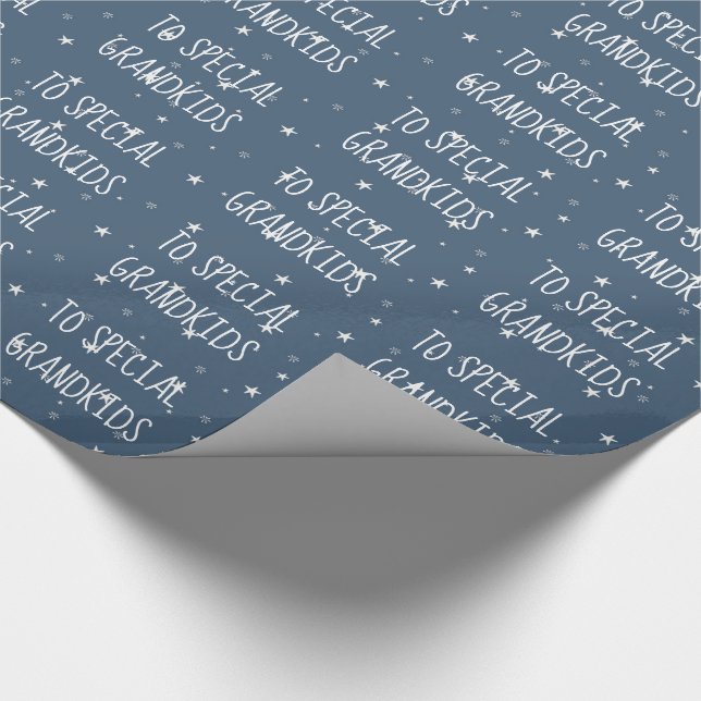 For Grandkids White Stars Wrapping Paper (Corner)