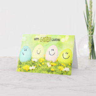 for Grandma Smiling Easter Eggs Holiday Card