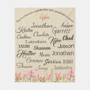 For Grandmother   Grandchildren Names Collage Fleece Blanket