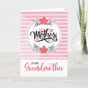 For Grandmother Pink Bontanical Mother's Day Holiday Card