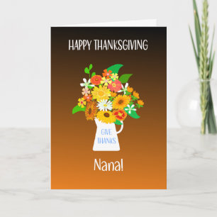 For Grandmother Thanksgiving Bouquet of Flowers Card