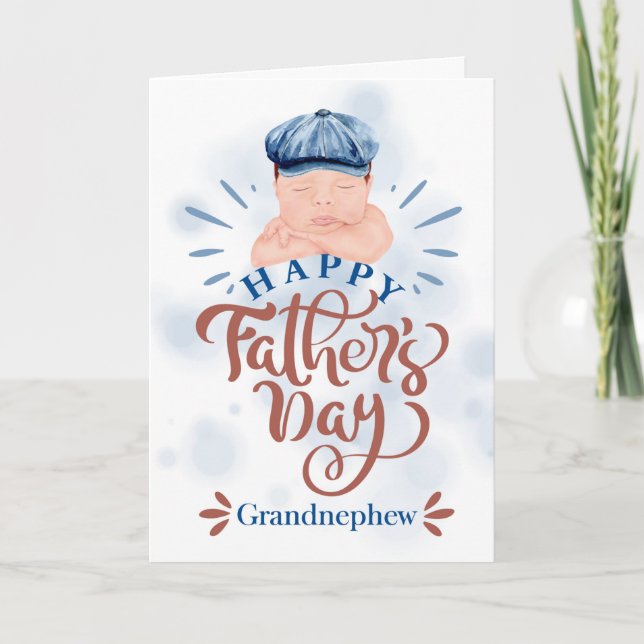 for Grandnephew on Father's Day Cute Baby Boy Holiday Card (Front)