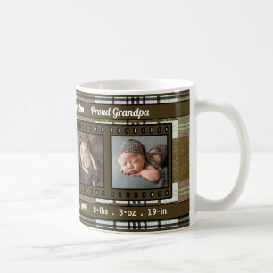 For Grandpa 4 Photo Brown Coffee Mug