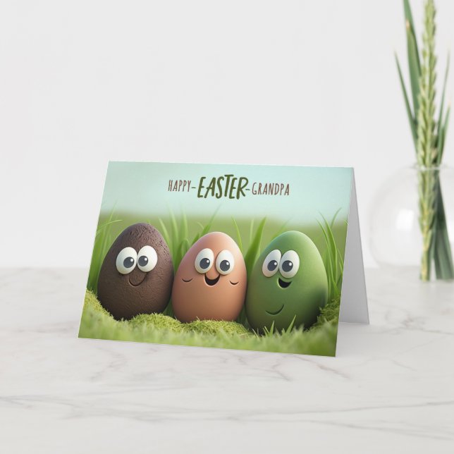 for Grandpa Funny Easter Eggs and Silly Humour Holiday Card (Front)
