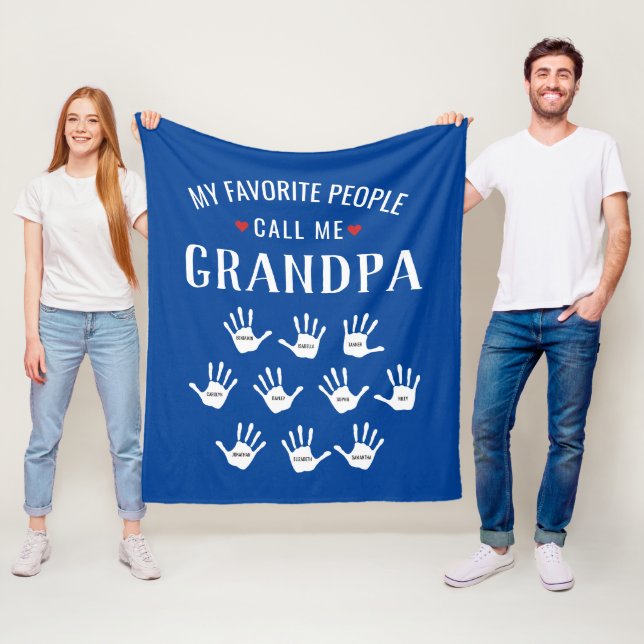 For Grandpa with Grandkids Names Personalized Fleece Blanket (In Situ)