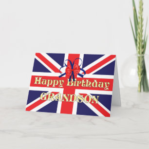 For Grandson, a Birthday card with a Union Jack