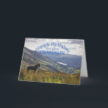 For Grandson a horse and landscape birthday card<br><div class="desc">A horse stands gazing at a stunning landscape with a lake in the distance. A view from the Lake District in the UK.</div>