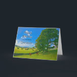For Grandson, a Pastoral landscape Birthday card<br><div class="desc">A tranquil painting showing farm fields in the countryside. Horses and sheep graze peacefully under a tree. the sun sines from a blue sky with fluffy white clouds. The picture is of the Lake District in the UK. Copyright Norma Cornes</div>