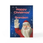 For Grandson, a Santa waving Christmas card