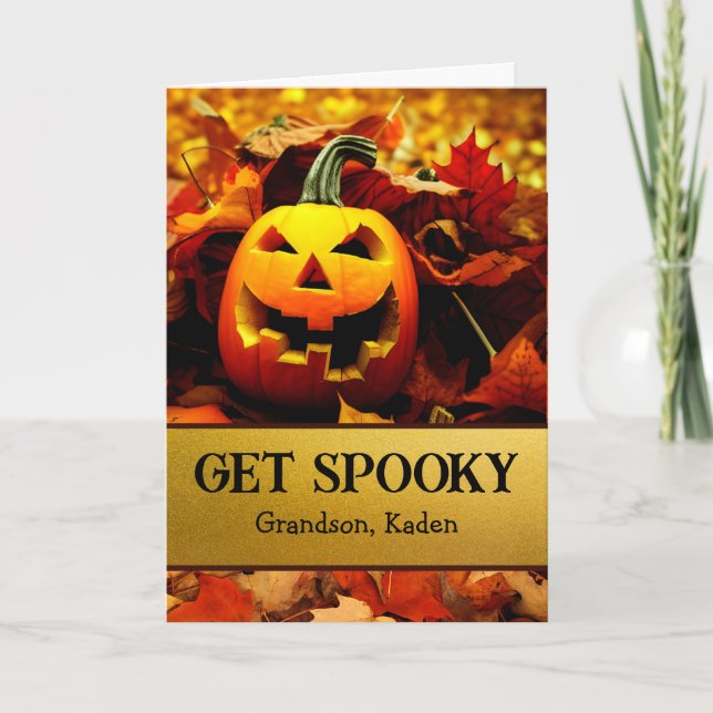 For Grandson Add Name Halloween Get Spooky Card (Front)