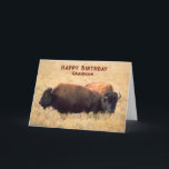 For Grandson Birthday with a Pair of Bison Card<br><div class="desc">Birthday greetings for a grandson with a pair of bison on the prairie with tall grasses. Art,  image,  and verse copyright © Shoaff Ballanger Studios,  2023.</div>