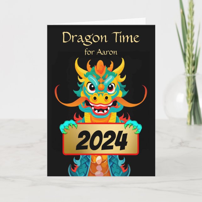 For Grandson Chinese New Year of the Dragon Holiday Card (Front)